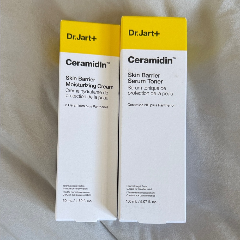 Ceramidin Moisturizing Cream and Serum Toner Set - White